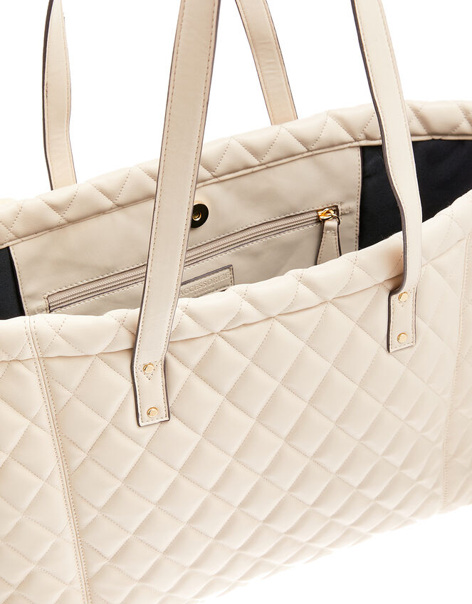 Quilted Faux Leather Tote Bag, , large