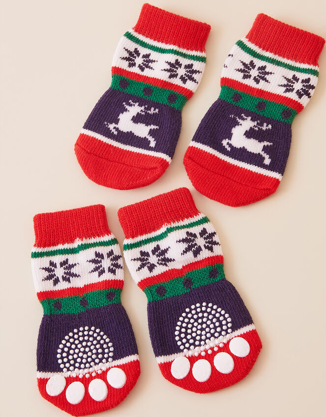 Christmas Fair Isle Dog Booties, Multi (BRIGHTS-MULTI), large