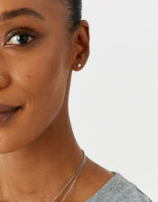 Sterling Silver Crystal Shapes Stud Earring Set, , large