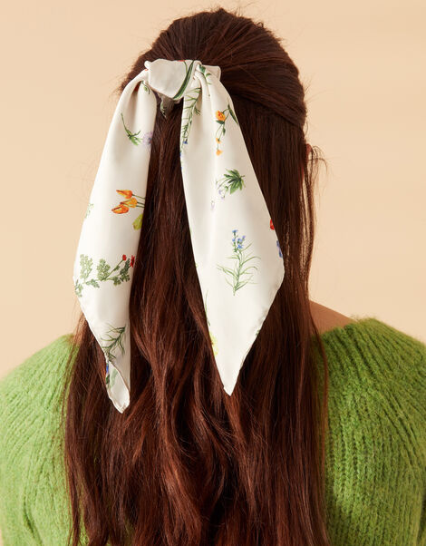Floral Satin Scarf Scrunchie, , large