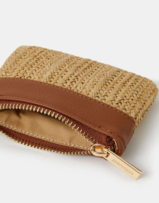 Metallic Raffia Coin Purse, , large