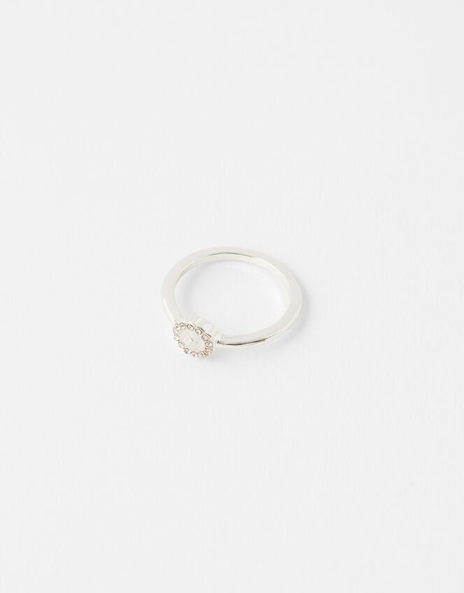 Pave Cut Out Circle Ring, White (CRYSTAL), large