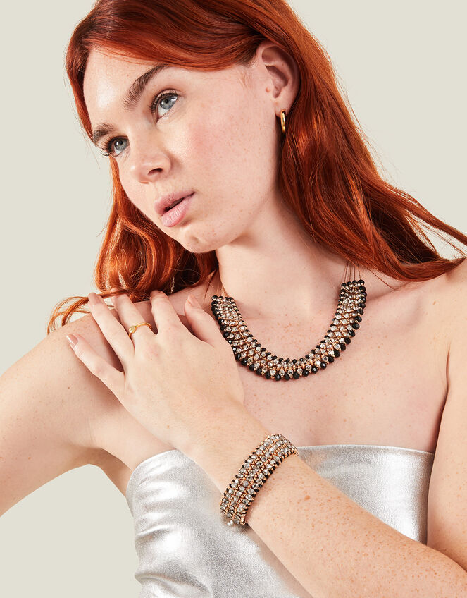 Beaded Stretch Wide Bracelet, , large