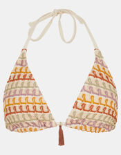 Crochet Tassel Triangle Bikini Top, Multi (MULTI), large