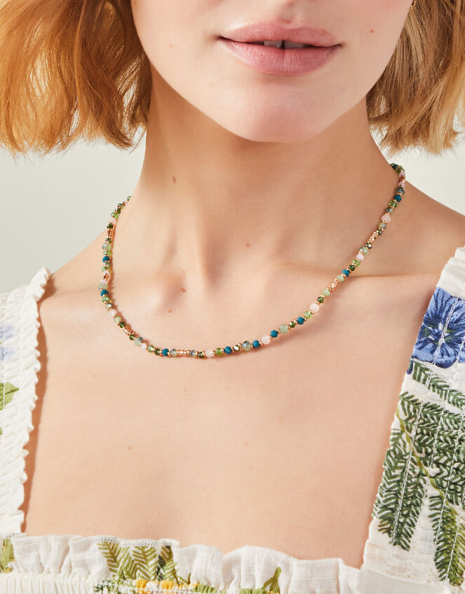 Mixed Bead Necklace Gold, , large