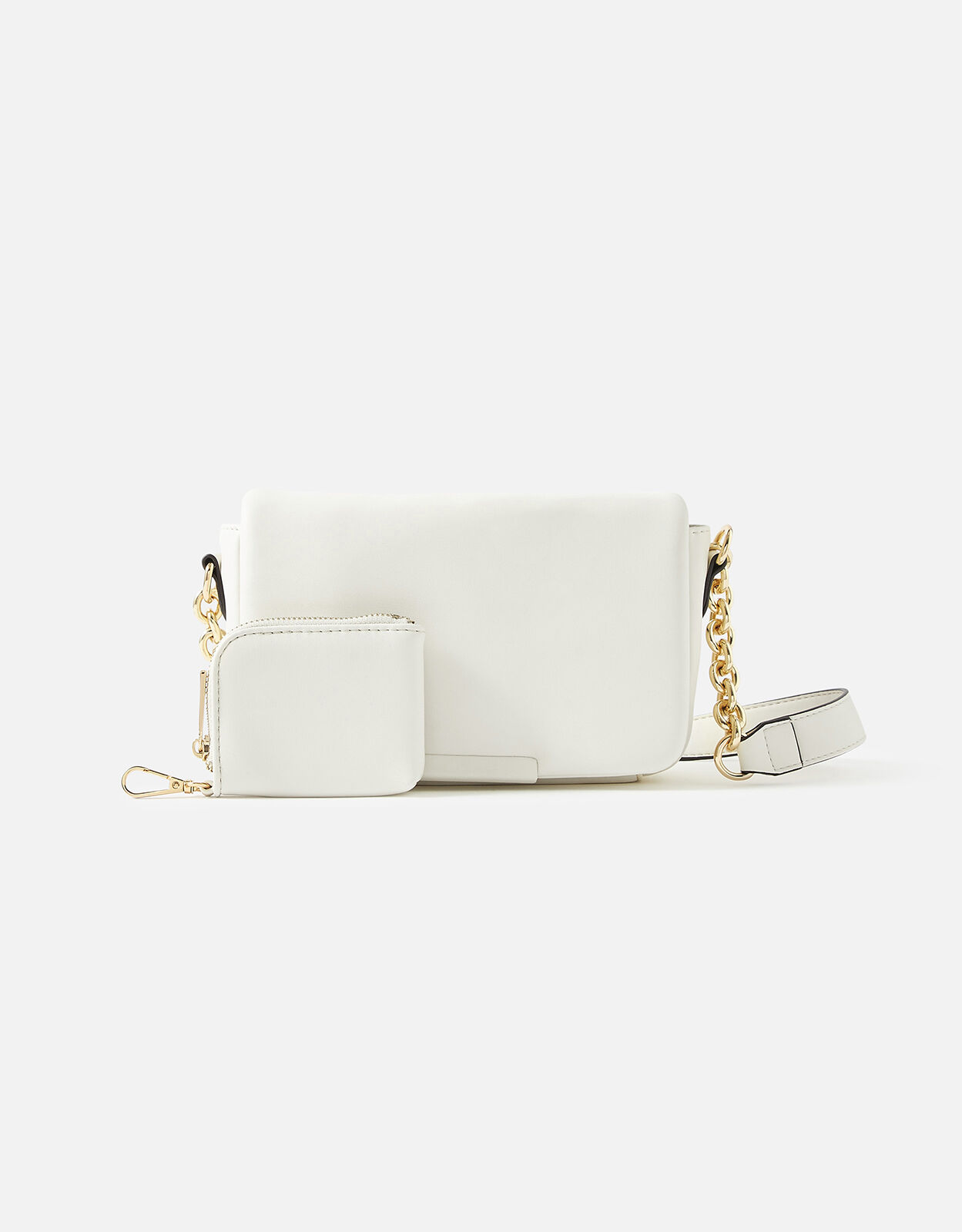 White shoulder bag with gold chain online