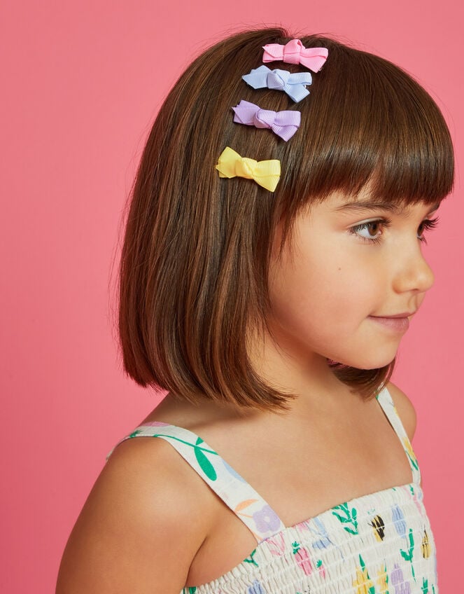 4-Pack Girls Bow Hair Clips, , large