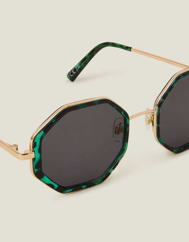 Tortoiseshell Hexagon Sunglasses, , large