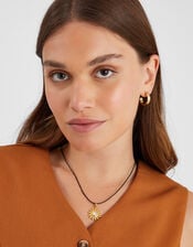 14ct Gold-Plated Sun Pendant Cord Necklace, , large