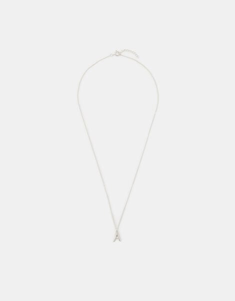 Sterling Silver Initial Pendant Necklace, Silver (ST SILVER), large