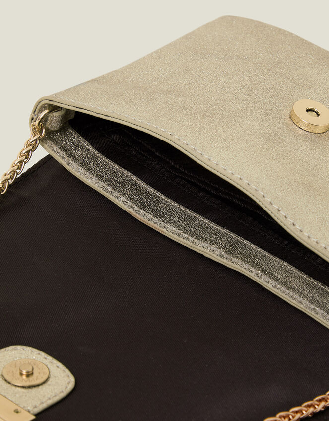 Leather Envelope Clutch Bag, Gold (GOLD), large