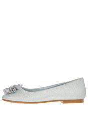 Metallic Shimmer Ballerina Flats, Silver (SILVER), large