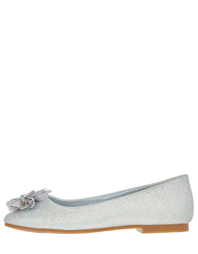 Metallic Shimmer Ballerina Flats, Silver (SILVER), large
