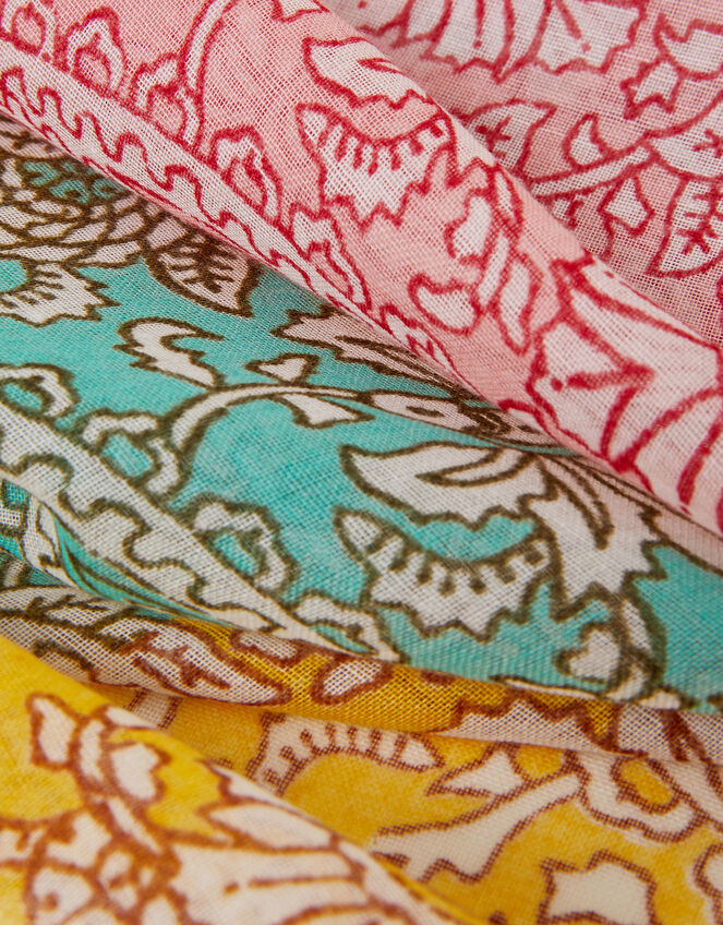 Colourblock Floral Paisley Scarf, , large