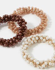 3-Pack Pearl Hair Scrunchies, , large