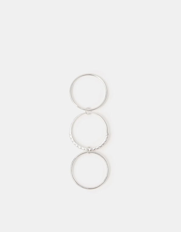 Sterling Silver Triple Band Ring, Silver (ST SILVER), large