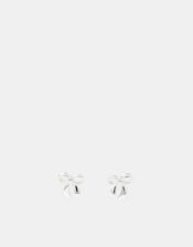 Sterling Silver Bow Stud Earrings, , large