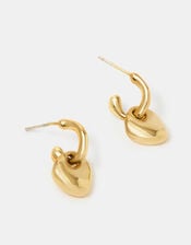 Stainless Steel Nugget Drop Hoop Earrings, , large