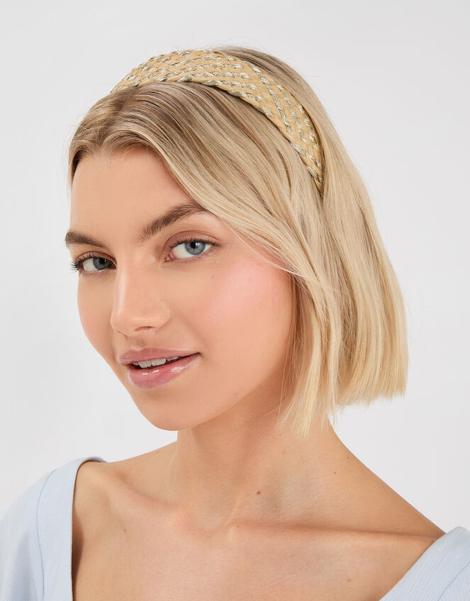 Woven Raffia Headband, , large