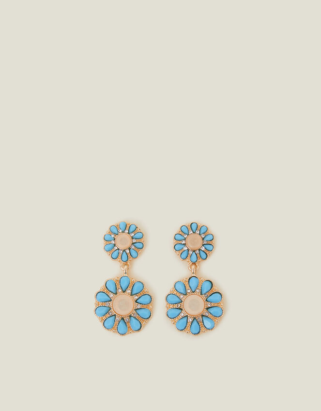 Gem Flower Drop Earrings, , large