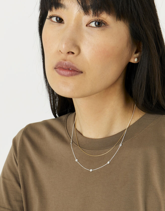 Sterling Silver Disc Station Necklace Sterling silver Accessorize UK