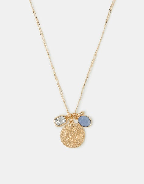 Cluster Charm Coin Pendant Necklace, , large