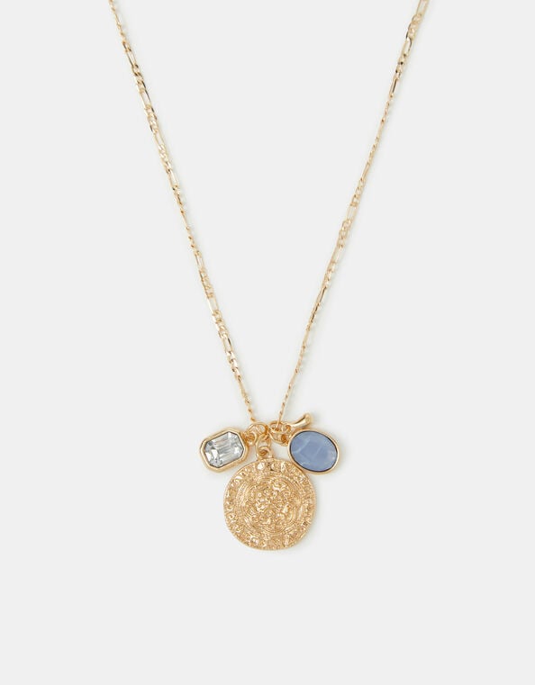 Cluster Charm Coin Pendant Necklace, , large