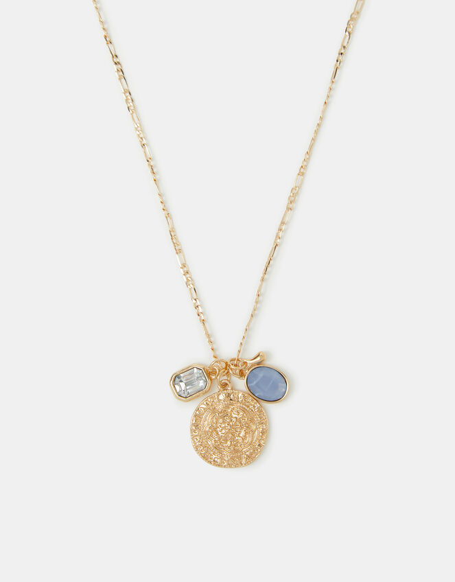 Cluster Charm Coin Pendant Necklace, , large