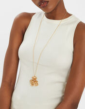 Longline Brushed Flower Pendant Necklace, , large