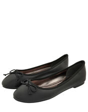 Bow Ballerina Flat Shoes, Black (BLACK), large