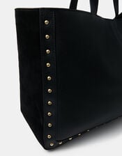 Stud Leather Shopper Bag, , large