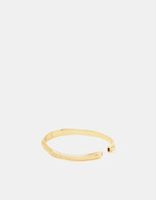 14ct Gold-Plated Diamante Molten Bangle, , large