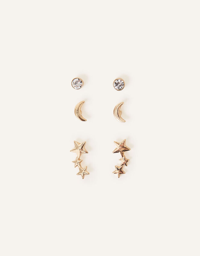 Celestial Stud Earrings Set of Three, , large