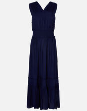 High V-Neck Jersey Maxi Dress, Blue (NAVY), large