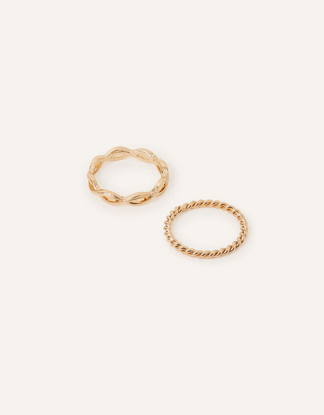 Textured Skinny Rings Set of Two, Gold (GOLD), large