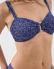 Floral Buckle Bikini Top, Blue (BLUE), large