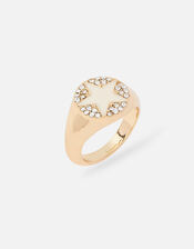 New Decadence Pave Star Signet Ring, White (CRYSTAL), large