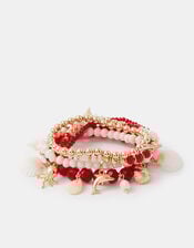 4-Pack Chunky Beaded Charm Bracelets, , large