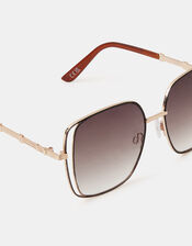 Large Cut Out Square Sunglasses, , large