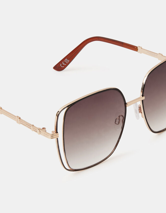 Large Cut Out Square Sunglasses, , large