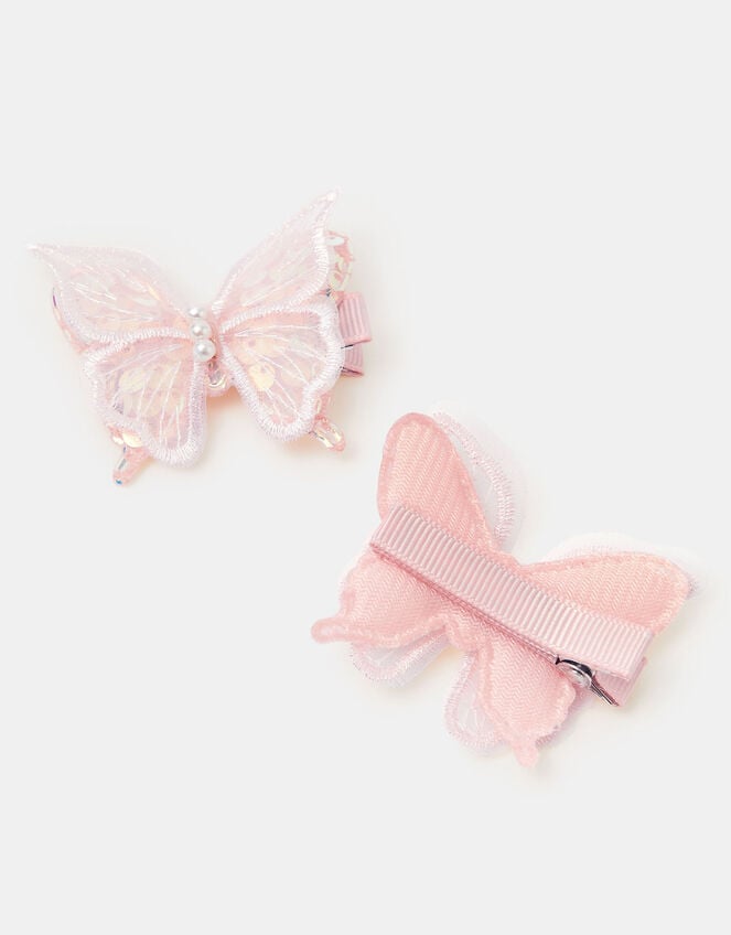 2-Pack Girls Sequin Butterfly Hair Clips, , large