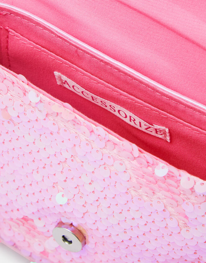 Girls Floral Embroidered Sequin Bag, , large