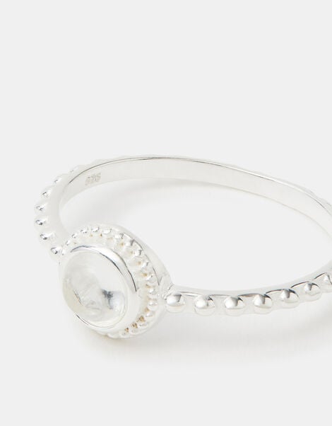 Sterling Silver Healing Stone Ring, Clear (CLEAR), large