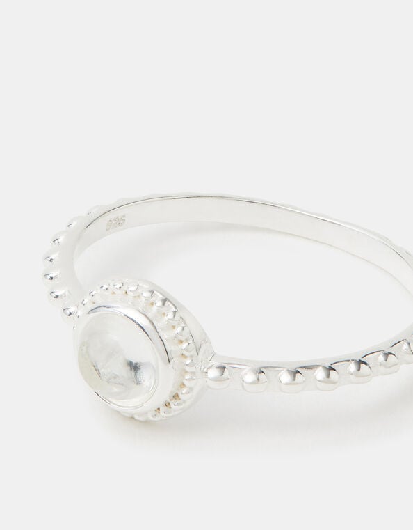 Sterling Silver Healing Stone Ring, Clear (CLEAR), large