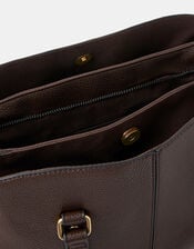 Webbing Strap Faux Leather Shoulder Bag, Brown (CHOCOLATE), large