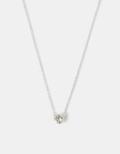 Solitaire Pendant Necklace, Silver (SILVER), large