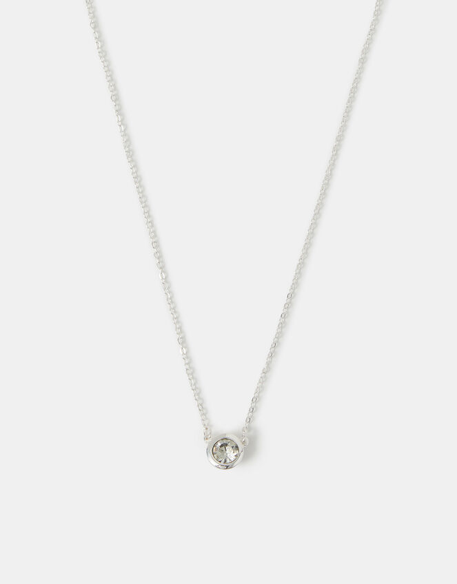Solitaire Pendant Necklace, Silver (SILVER), large