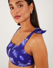 Paisley Tie Shoulder Bikini Top, Blue (BLUE), large