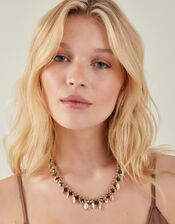 Gemstone and Leaf Necklace, , large
