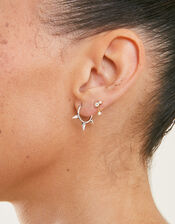 Sterling Silver Spiked Hoop Earrings, , large